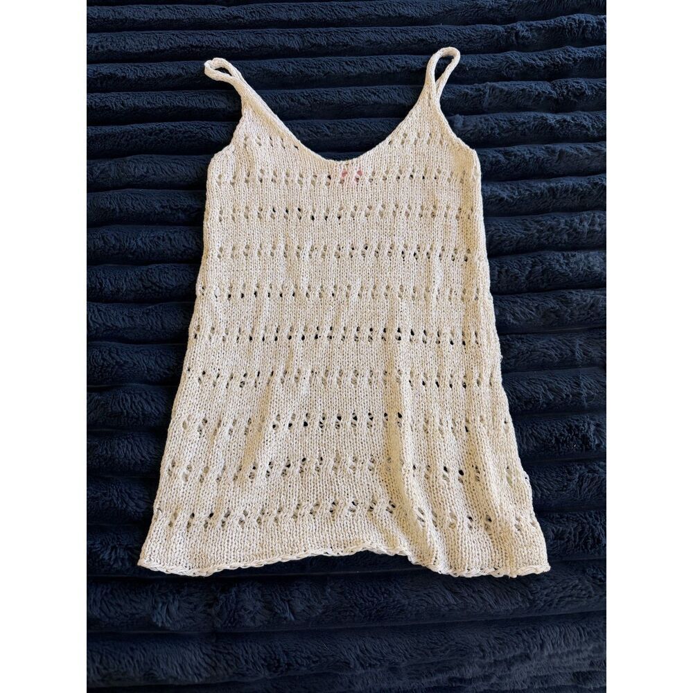 Lilly Pulitzer Open Knit Tank Top Cream Gold Metallic Shimmer Size XS Sleeveless - Picture 2 of 5